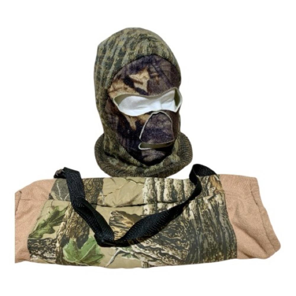 Vintage Camouflage Hunting Balaclava and Hand Warmer Set